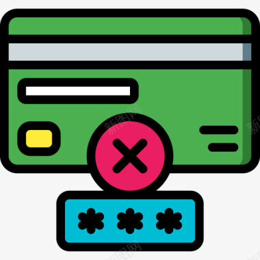信用卡数据安全10线性彩色图标图标