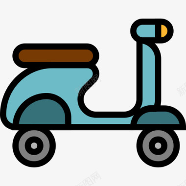 摩托车运输63线性颜色图标图标