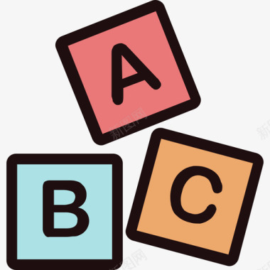 Abc婴儿47线性颜色图标图标