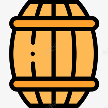 桶葡萄酒3线性颜色图标图标