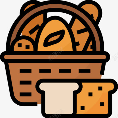 面包房面包房44线性颜色图标图标