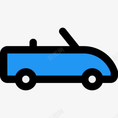 敞篷车运输47线性颜色图标图标