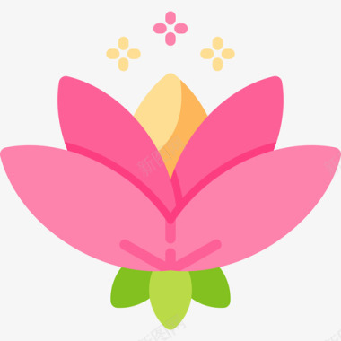 莲花瑜伽和正念平和图标图标
