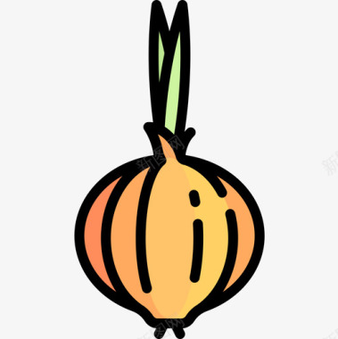 大蒜水果和蔬菜14线形颜色图标图标