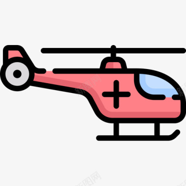 直升机紧急服务25线性颜色图标图标