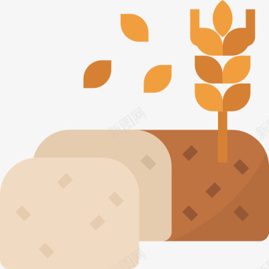 小麦面包房45平坦图标图标