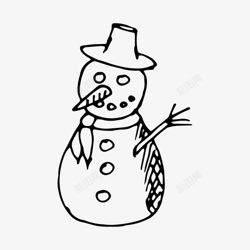 雪人圣诞节手绘图标svg_新图网 https://ixintu.com 假日 冬季 冬季假期圣诞节新年 圣诞节 手绘 雪人