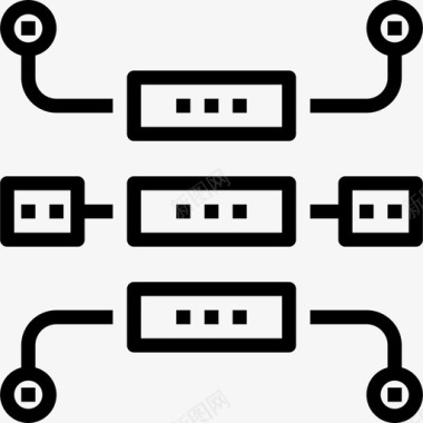 层次结构网络和数据库概要线性图标图标