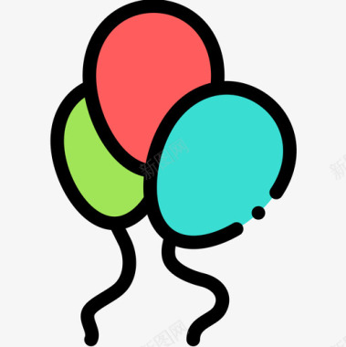 气球自由时间13线性颜色图标图标