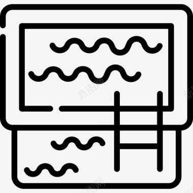游泳池水上公园9线性图标图标
