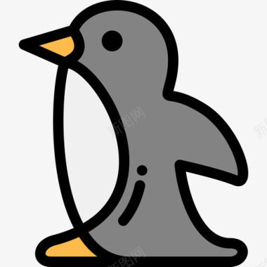 企鹅野生动物16线性颜色图标图标