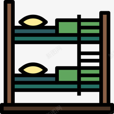 床铺家具75线性颜色图标图标