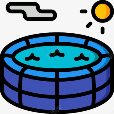 游泳池5号游乐场线性颜色图标图标