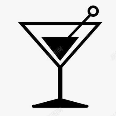 马提尼鸡尾酒杯杜松子酒混合图标图标