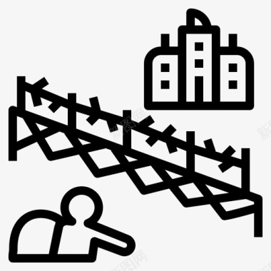篱笆铁丝网移民图标图标