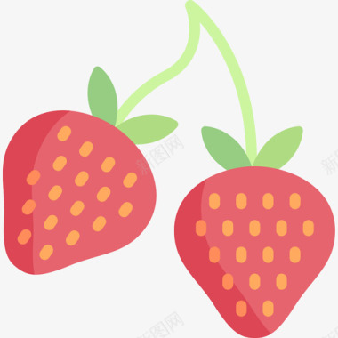 草莓水果和蔬菜15扁平图标图标