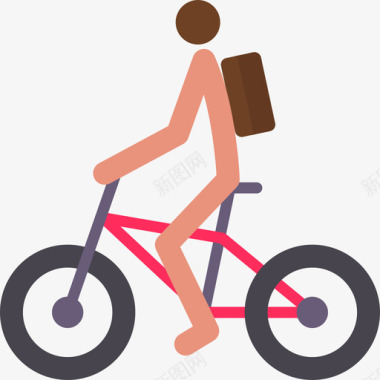 骑自行车积极的生活方式4平淡图标图标