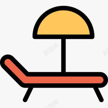 日光浴床美容spa6直线颜色橙色图标图标