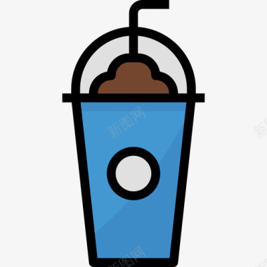 思慕雪咖啡店43线性颜色图标图标