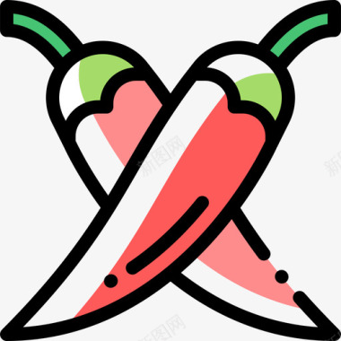 辣椒水果和蔬菜12种颜色省略图标图标