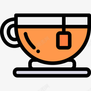 茶早上常规9线性颜色图标图标