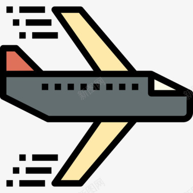 飞机旅行91线性颜色图标图标