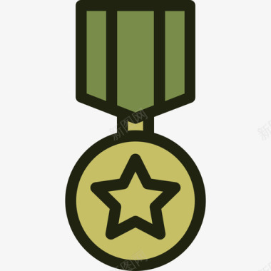 勋章陆军3线性颜色图标图标