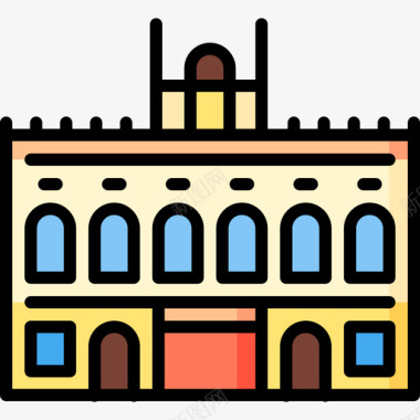 皇家宫殿西班牙提皮卡尔3线性颜色图标图标