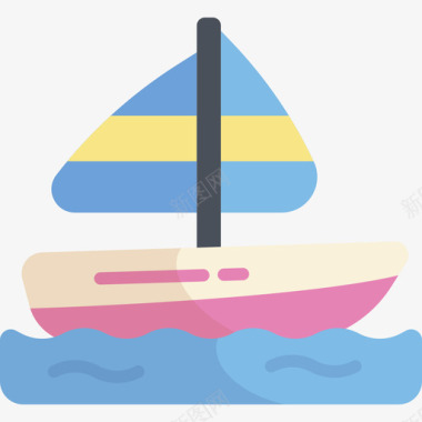 帆船夏季派对23号平底船图标图标