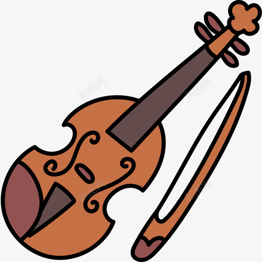 小提琴乐器17彩色图标svg_新图网 https://ixintu.com 乐器17 小提琴 彩色