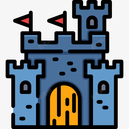 城堡游戏21线性颜色图标svg_新图网 https://ixintu.com 城堡 游戏21 线性颜色
