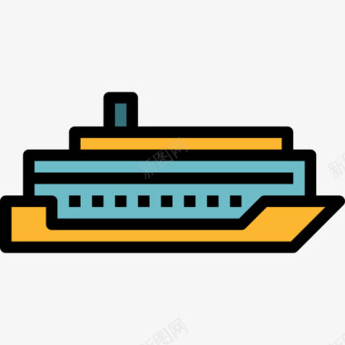 邮轮运输63线性颜色图标图标