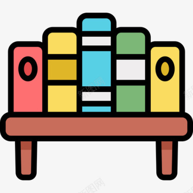 书柜家居生活8线性颜色图标图标