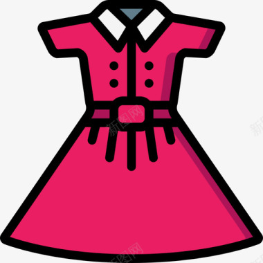 连衣裙50年代5线性颜色图标图标