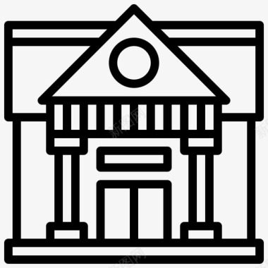 博物馆建筑与城市银行图标图标