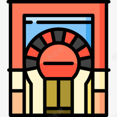 科尔多瓦清真寺tipical西班牙语3线性颜色图标图标
