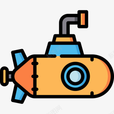 潜艇运输76线性颜色图标图标