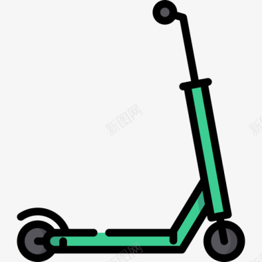 滑板车运输76线性颜色图标图标