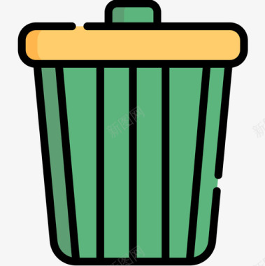 垃圾桶园艺48线性颜色图标图标