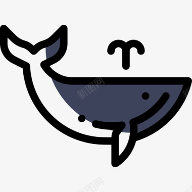 鲸鱼海洋生物24色彩缺失图标图标