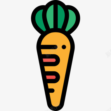 胡萝卜纯素食品原色图标图标