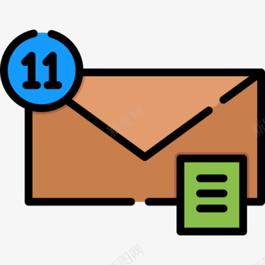 邮件媒体技术13线性颜色图标图标