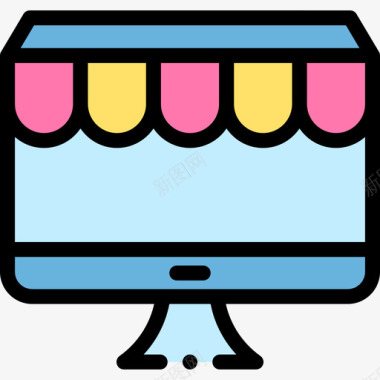 网上购物电子商务102线性颜色图标图标