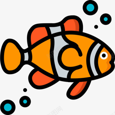 小丑鱼海洋生物28线形颜色图标图标