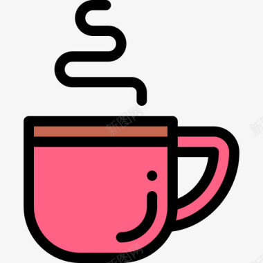 咖啡杯秋季38线性颜色图标图标