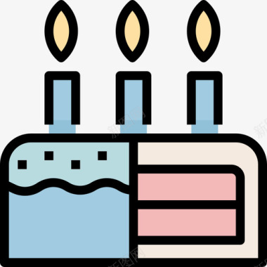 生日蛋糕面包店44线性颜色图标图标