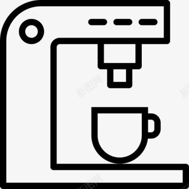 咖啡机家具和家用13线性图标图标