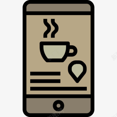 智能手机咖啡色23线性颜色图标图标