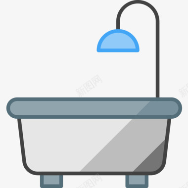 浴缸房地产101线性颜色图标图标