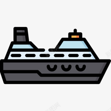 邮轮运输76线性颜色图标图标